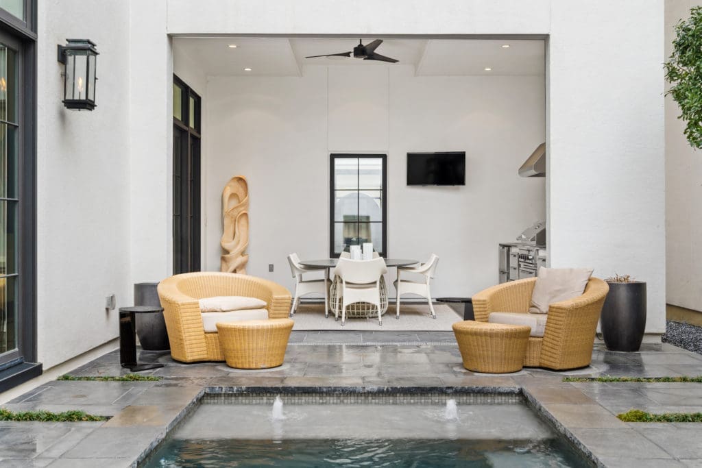 The pool courtyard at 2521 Westgate in Glendower Court received a 2017 ASID Ruby Award for Best Outdoor Living Space. (Photo by Sonya Bertolino)