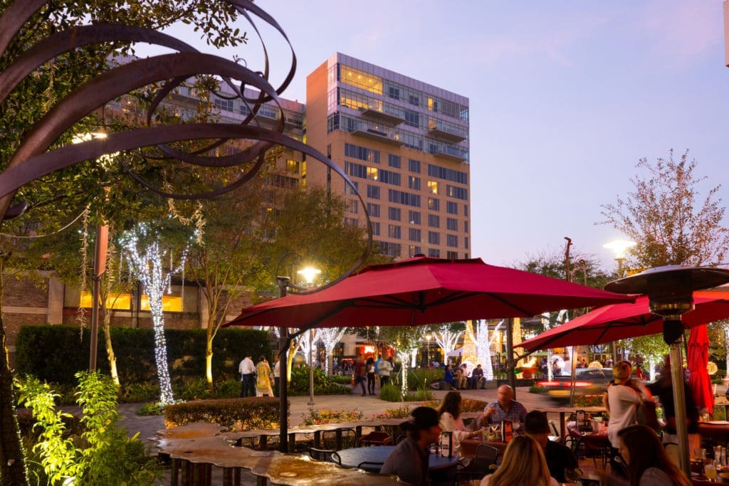 Proximity to all the restaurants — and restaurant patios — the mixed-use development has to offer is a major plus.