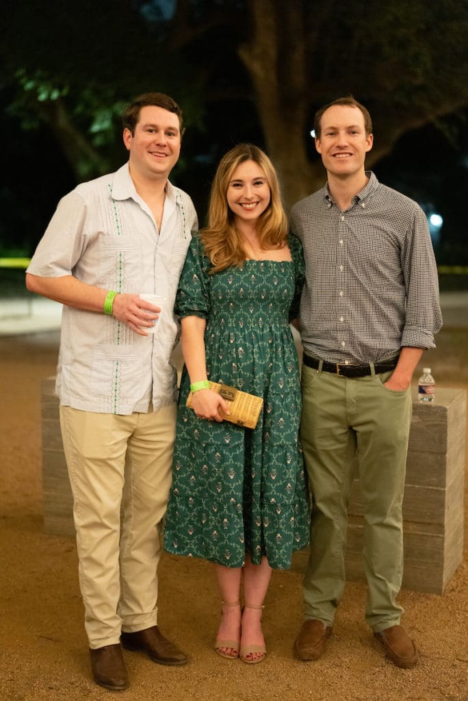 Daniel Harrison, Margaret Strode, Thomas Smith at the Urban Wild Glow in the Glades fundraiser (Photo by Daniel Ortiz)