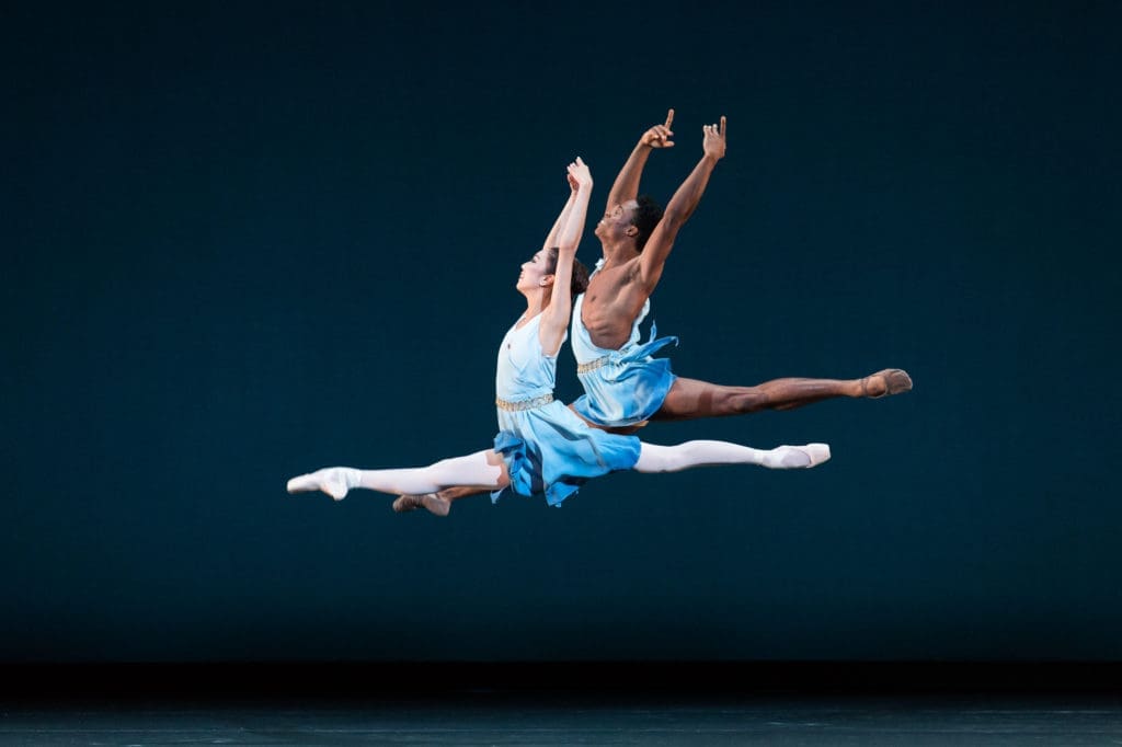 The Houston Ballet returns to the stage in May. (Demi Soloist Aoi Fujiwara and Corps de Ballet dancer Naazir Muhammad in Asaf Messerer’s Spring Waters.)  (Photo by Lawrence Elizabeth Knox)