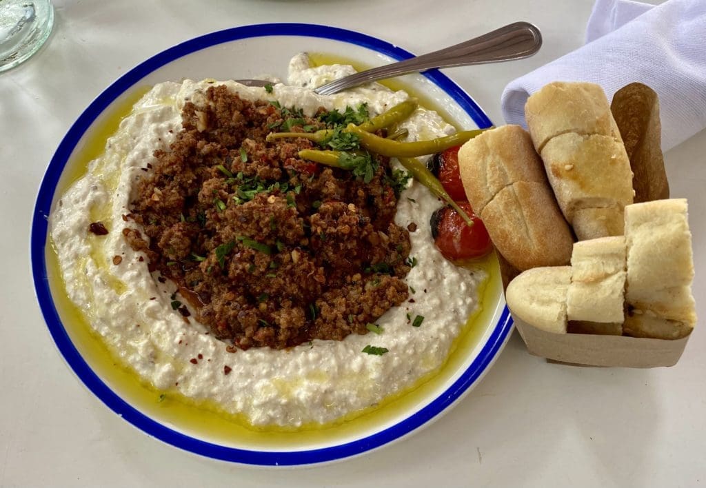 The Ali Nazik is a heavenly dish of eggplant yogurt and ground lamb at Mandolin Aegean Bistro. (Photo by Megan Ziots)