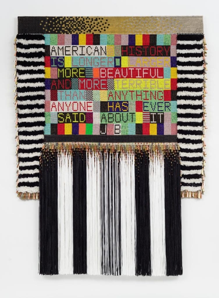 A multifaceted artist you can find in Glenn Adamson's new book on how artisans helped shape our country: Jeffrey Gibson's "American History," at Sikkema Jenkins Gallery. (Courtesy the artist and Sikkema Jenkins Gallery) 