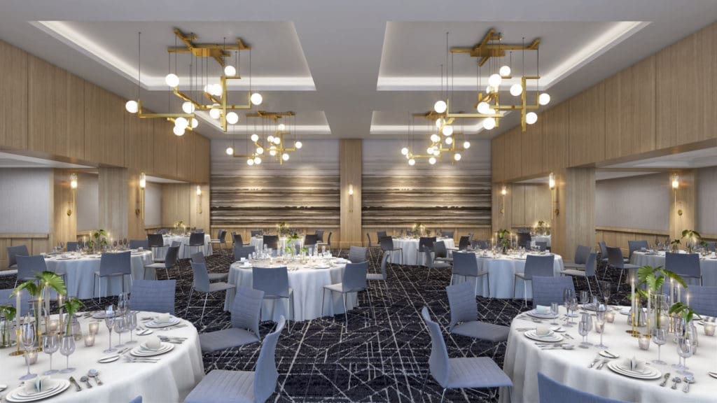 The Centurion Ballroom set for dinner.