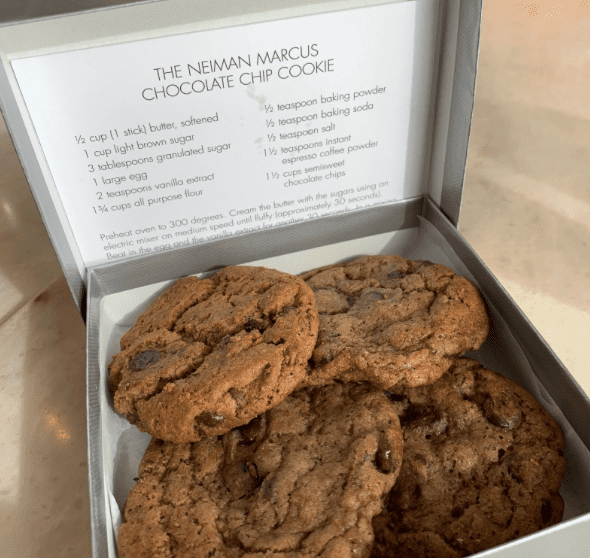 NM chocolate chip cookies are available table side or to-go from the Mariposa cafe in Houston's Neiman Marcus.