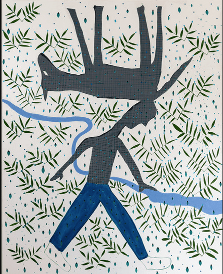 Venezuelan born Houstonian artist Gerardo Flores' "Going into Troubled Waters," 2021