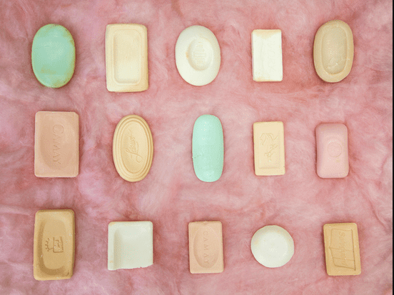 Emily Peacock is a Houston-based artist whose work explores her familial and personal experiences. Peacock's "His Meyer Soap Collection," 2016. Courtesy Lawndale Art Center. 