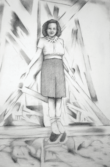 Dallasite Michael Bise's graphite drawings combine autobiographical narrative with labor-intensive attention to detail. Bise's "Constructivist Girl," 2018. Courtesy Lawndale Art Center. 
