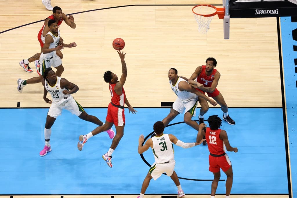 Marcus Sasser just did not want to lose. And the emotions came pouring out of the UH guard after the Final Four loss in 2021. (Photo by Trevor Brown Jr/NCAA Photos via Getty Images )