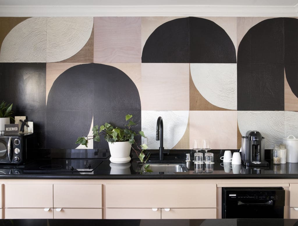 Mod wall coverings in the Garden Bungalows at La Colombe d'Or Hotel & Residences were created by artist Domenica Brockman. (Photo by  Pär Bengtsson)