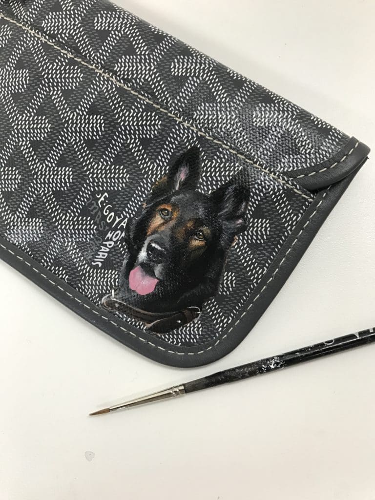 The Goyard bag is an ideal platform for a DLTAcustom canine portrait.