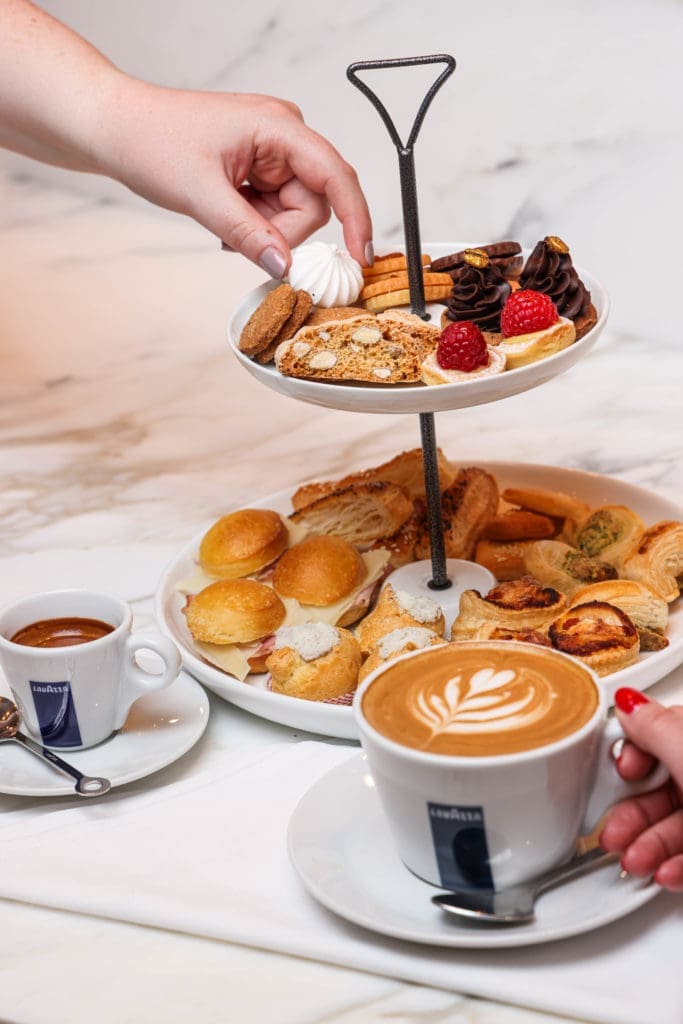 La Torre is a multi-tiered tower of assorted sweet and savory pastries that you can share with friends at Caffè Lavazza.