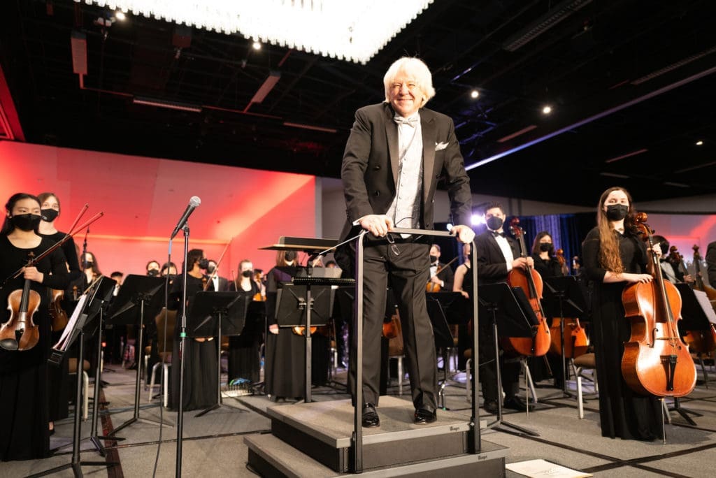 Virtuosi of Houston co-founding director and conductor Franz Anton Krager at the 25th anniversary gala at the Hyatt Regency Downtown. (Photo by Daniel Ortiz)