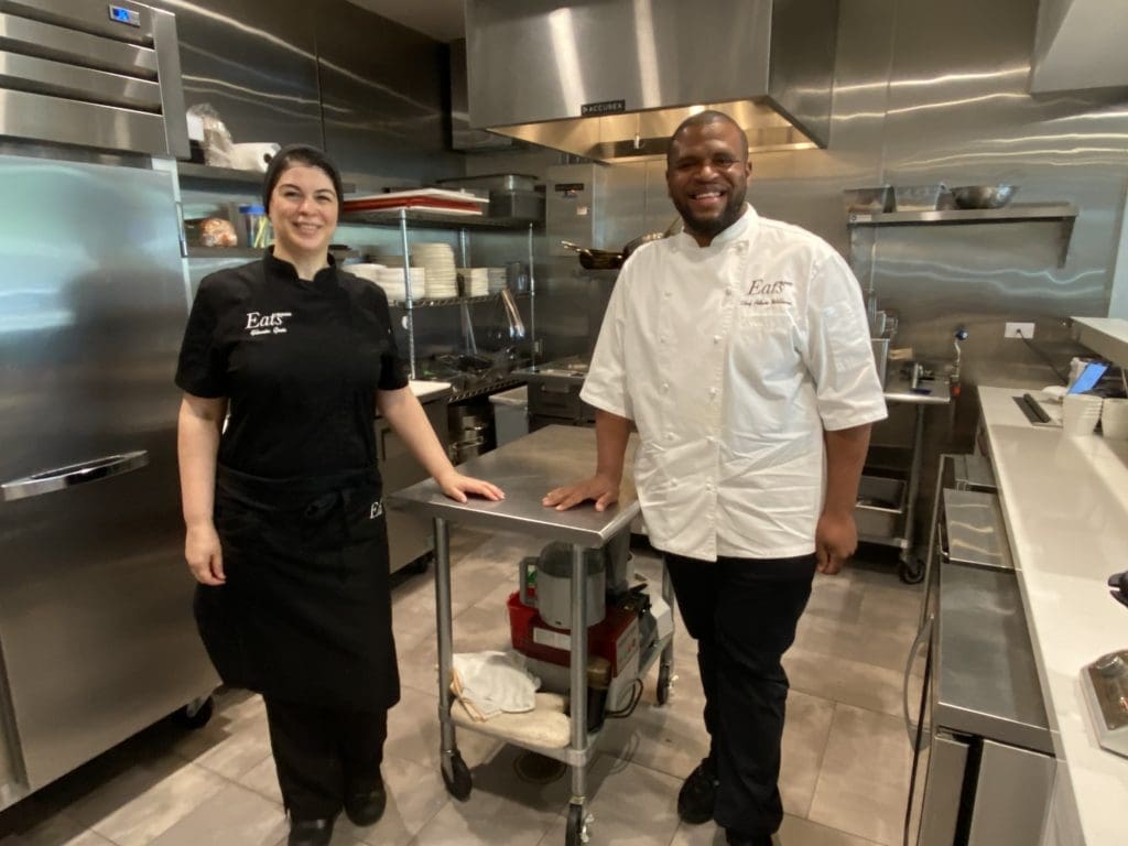 Eats chef Flavia Gois with The Whitaker Group executive chef Adam Williams in the kitchen of A Ma Maniére in the Upper Kirby District. 