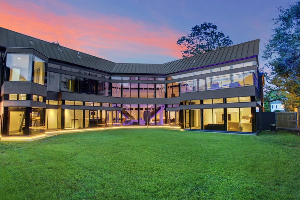 From the back, the Darth Vader house in Houston's West University Place belies its unusual nickname. (Photo courtesy of Martha Turner Sotheby’s International Realty) 