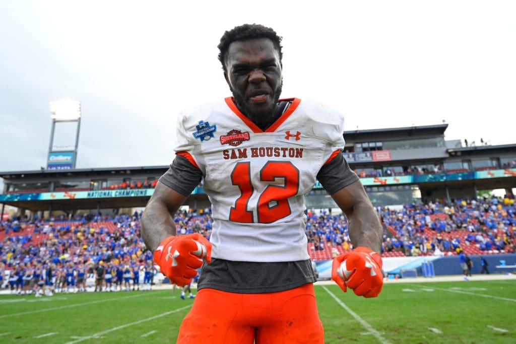 Jequez Ezzard has made monster plays for Sam Houston all playoffs long. (Photo by Andy Hancock/NCAA Photos via Getty Images)