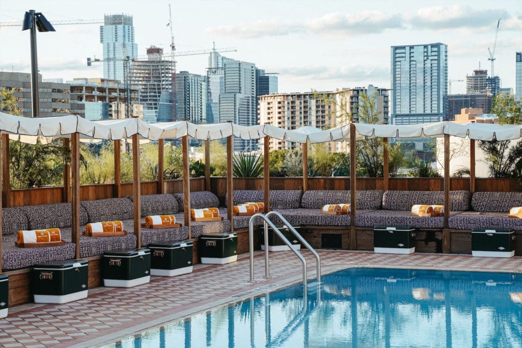 A cacti-lined path leads the way to Soho House Austin's rooftop pool. (Photo by Cristina Fisher)