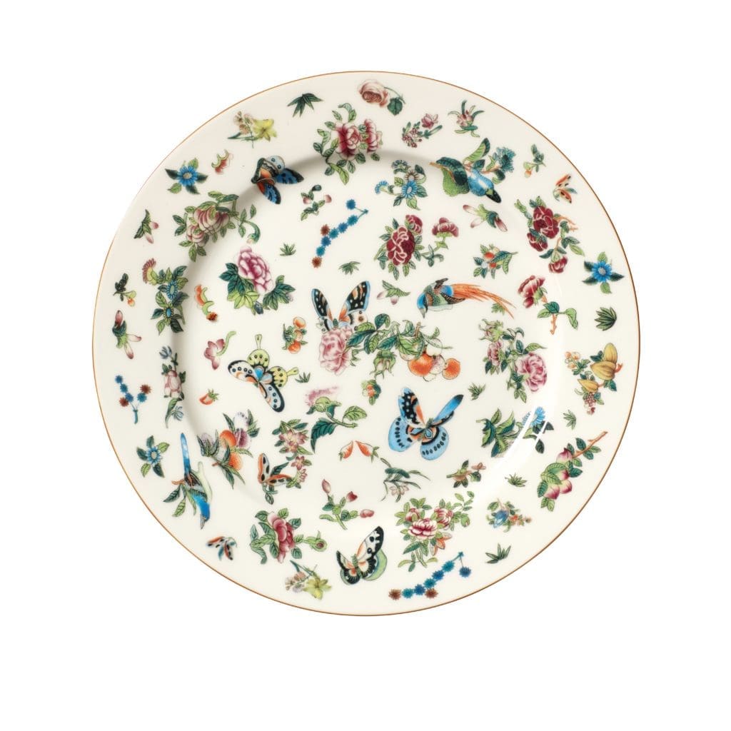 Kraak china, Adam Lippes dinnerware collection. Adam Lippes x OKA, Set of Four Roseraie Dinner Plates.
