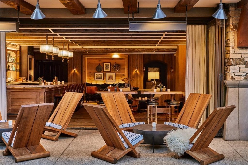 The Timber Room at Madeline Hotel is a new indoor-outdoor restaurant and bar. (Photo by Madeline Hotel & Residences, Auberge Resorts Collection)
