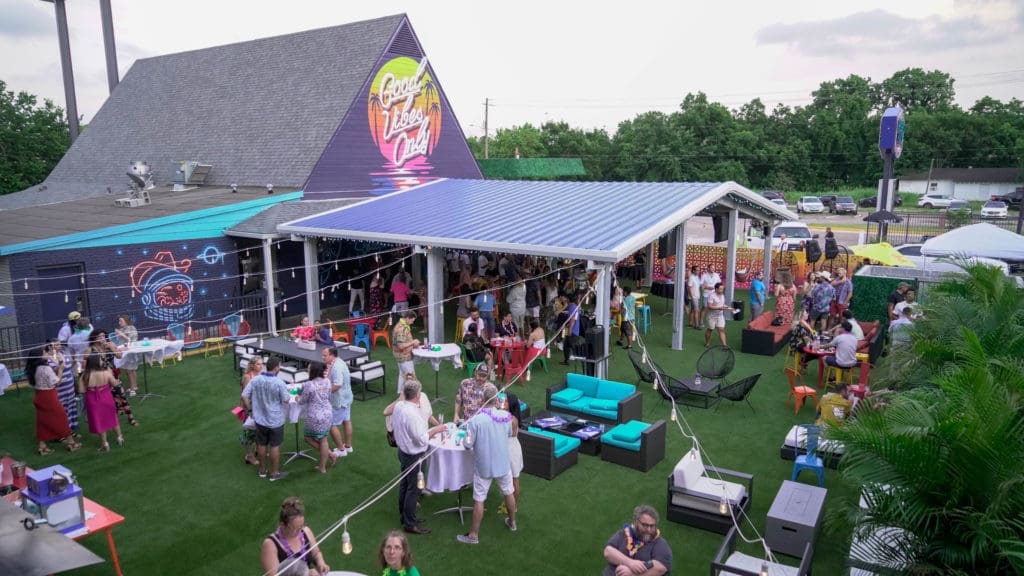 The Heights House Hotel courtyard rocks during the grand opening party. (Photo by Dylan Scardino)
