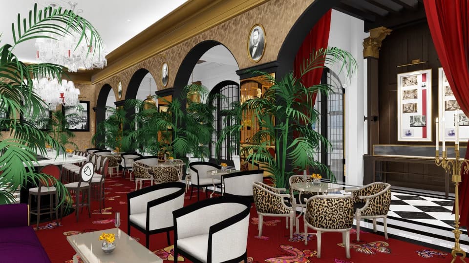 A view to the new bar in the Grand Galvez as envisioned by new owner, Dallas hotelier Mark Wyant (Rendering courtesy of Grand Galvez/Seawall Hospitality LLC)