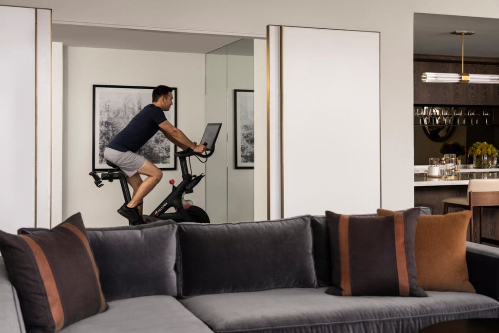 In-suite amenities include a Peloton Bike (courtesy of Four Seasons Hotel Houston)