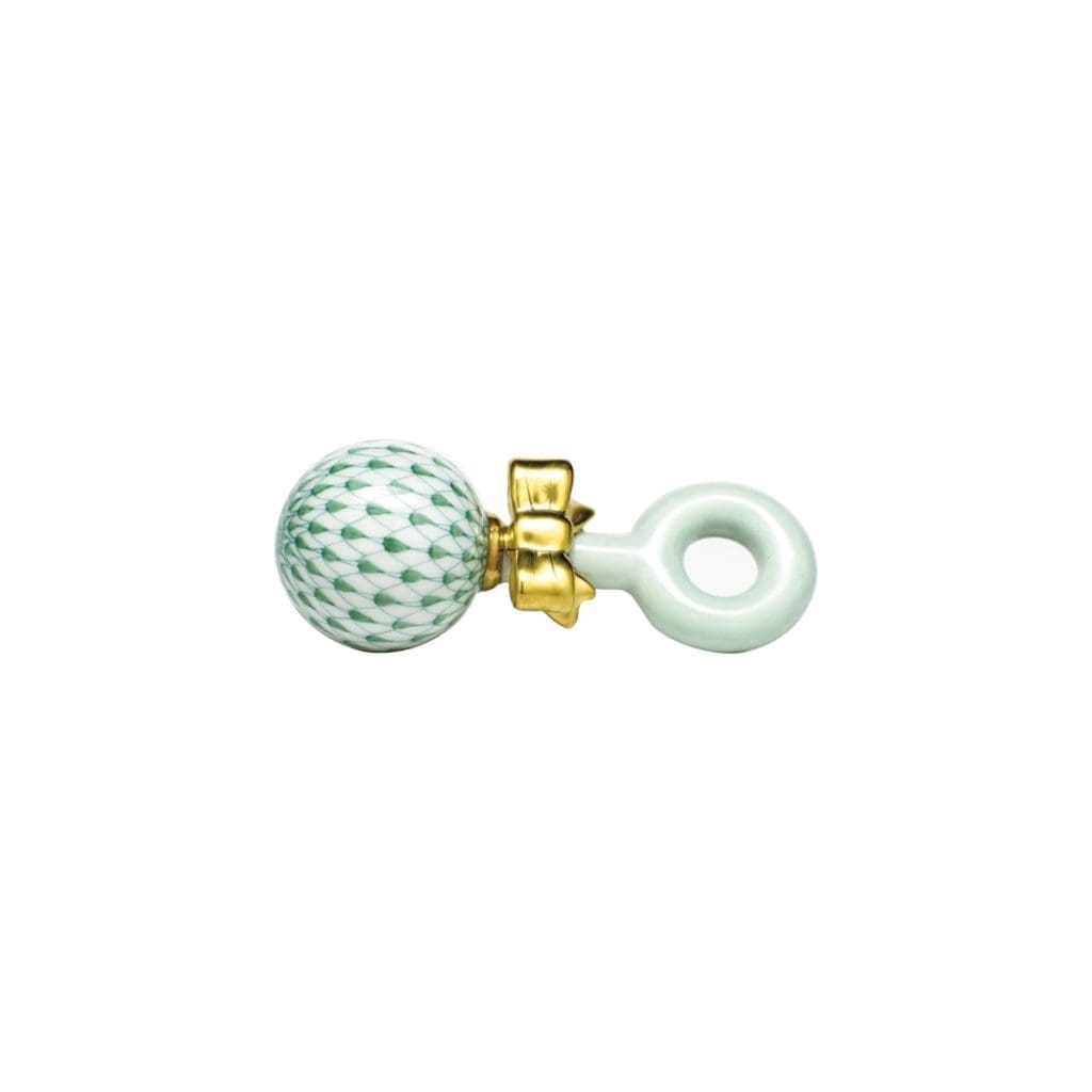 Herend porcelain hand-painted, gold-accented rattle.