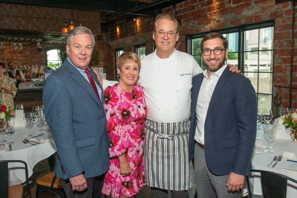 Tootsies owners Norman & Donna Lewis, The Annie Café & Bar Chef Robert del Grande, Aperture wine's CFO Simon Haidamous at the CanCare wine dinner at B&B Butchers & Restaurant (Photo by Jacob Power)