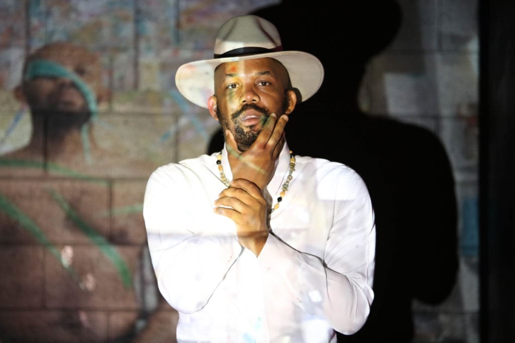 Houston Poet Laureate, Outspoken Bean, in his Stages Studio Session. (Photo by Priscilla Dickson) 