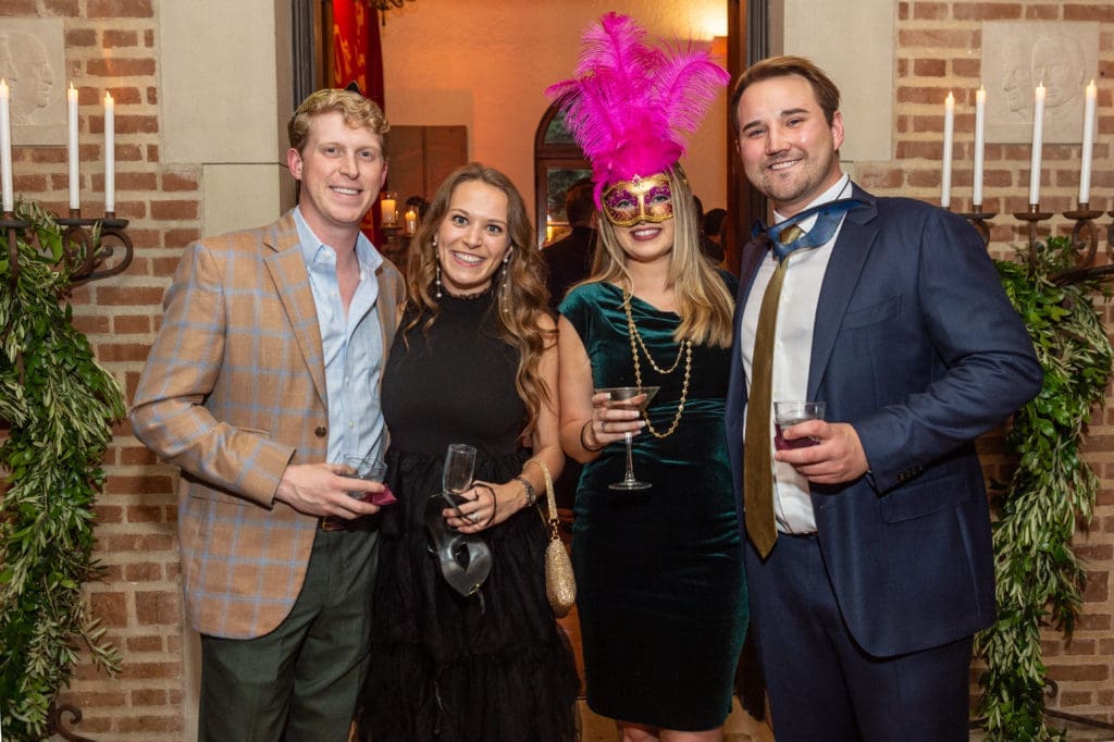 Adam & Kate McCauley, Isabel Fay Bujosa, Sam Rogers at the Young Friends of Save Venice party at Rice University's Cohen House. (Photo by Fulton Davenport/ PWL Studio)