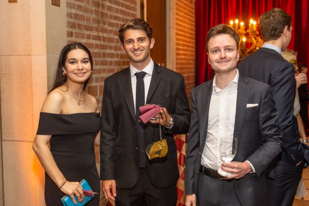 Monica Titus, Julian Ghadially, James Henrik at the Young Friends of Save Venice party at Rice University's Cohen House. (Photo by Fulton Davenport/ PWL Studio)