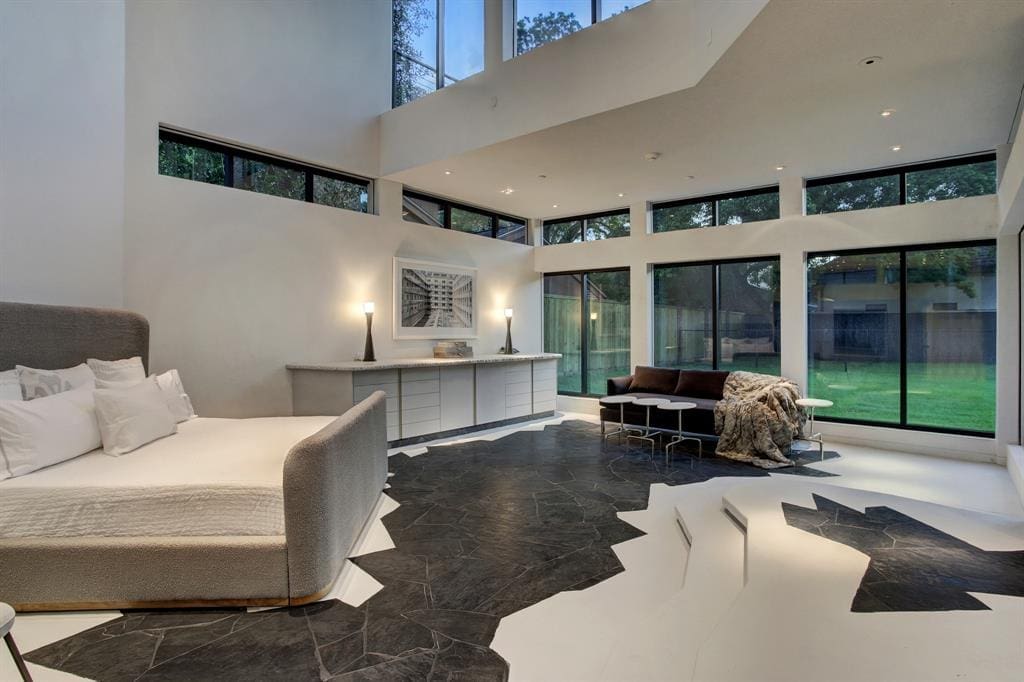 One of four bedrooms in the Darth Vader in Houston's West University berg.  (Photo courtesy of Martha Turner Sotheby’s International Realty) 