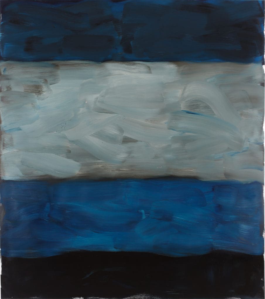 Sean Scully's "Landline North Blue," 2014 at The Modern. (Courtesy of the artist, photo by Robert Bean)
