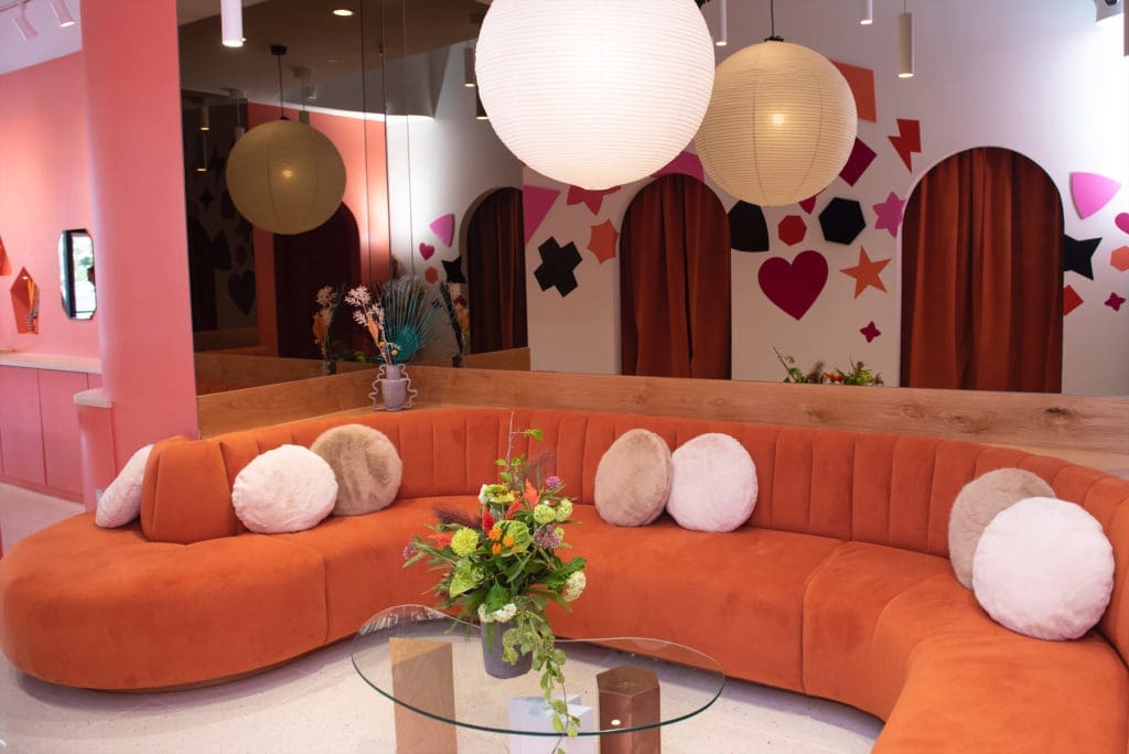 Take in Brooklynd Turner's jewelry motif-inspired mural from Wildlike's lounge area. 