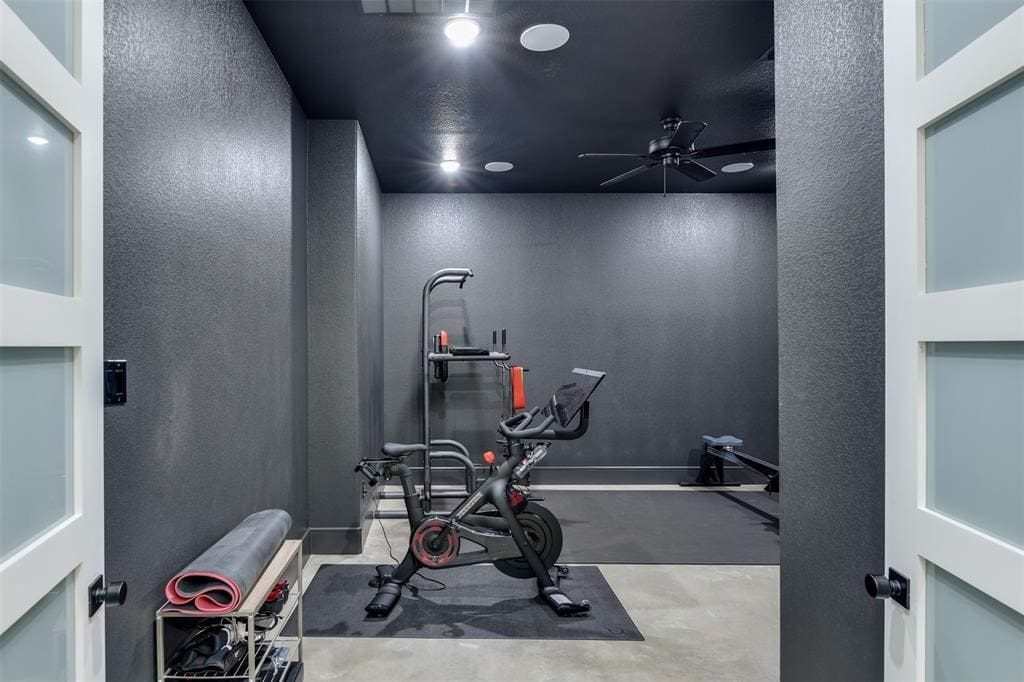A well-equipped home gym. 