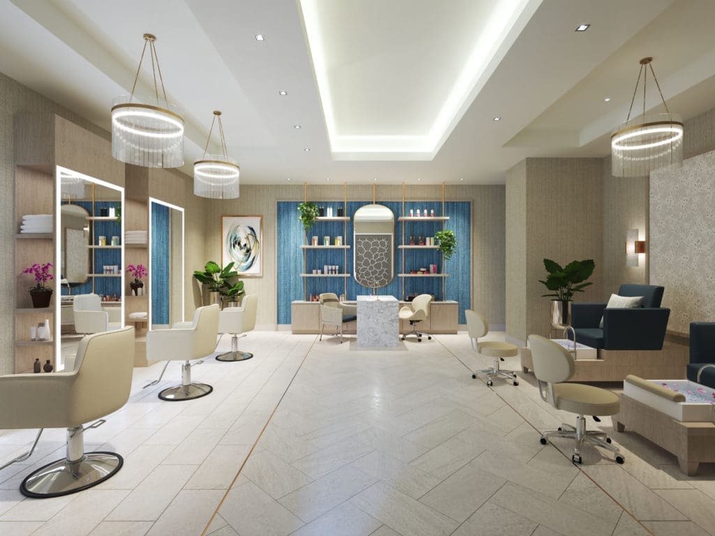 There is a beauty salon right in the building at Watermark at Houston Heights.