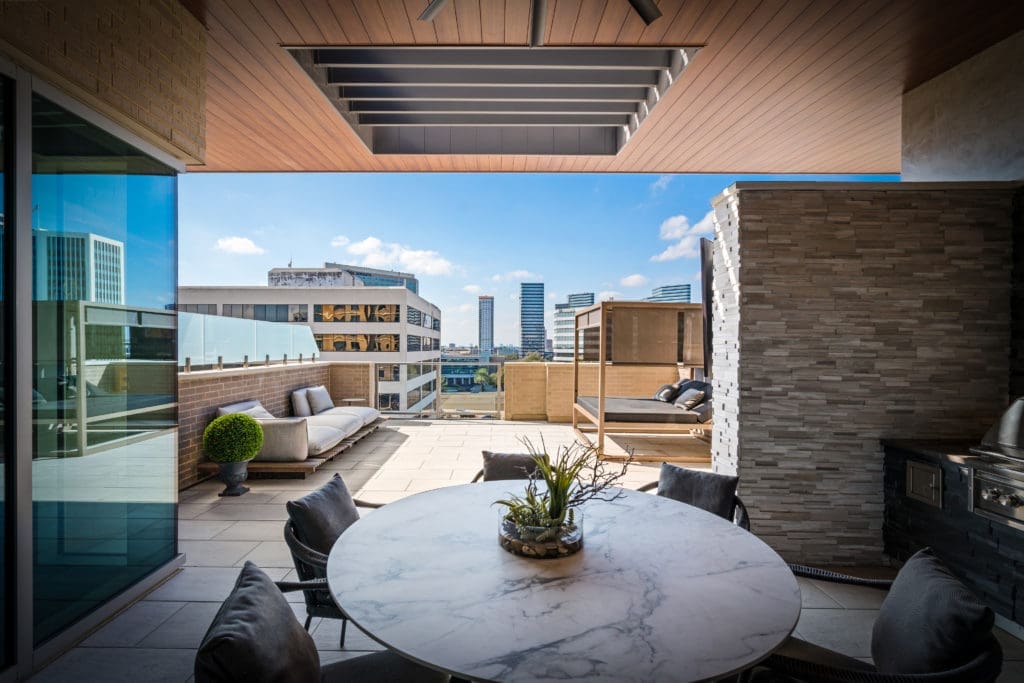 Crimson features private cabanas and a heated outdoor swimming pool. 