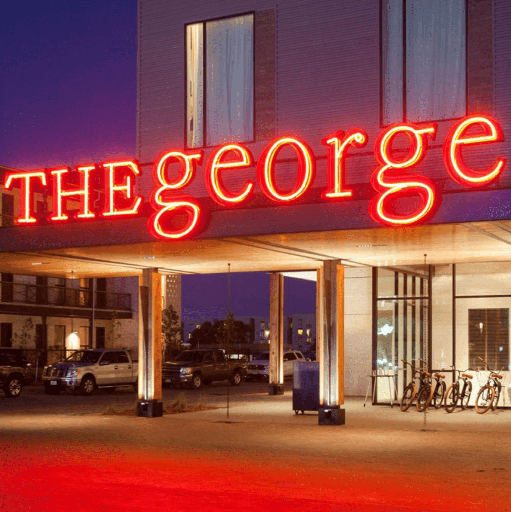 The George is a 162-room boutique hotel situated directly across the street from the Texas A&M campus in the Century Square development.