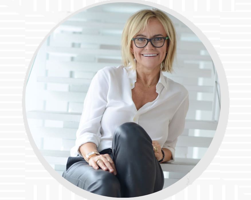 Celebrity aesthetician Joanna Czech on the steps of her 1,700-square-foot Dallas studio. 