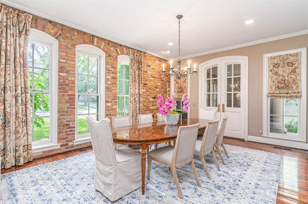 A dining area filled with natural light. 