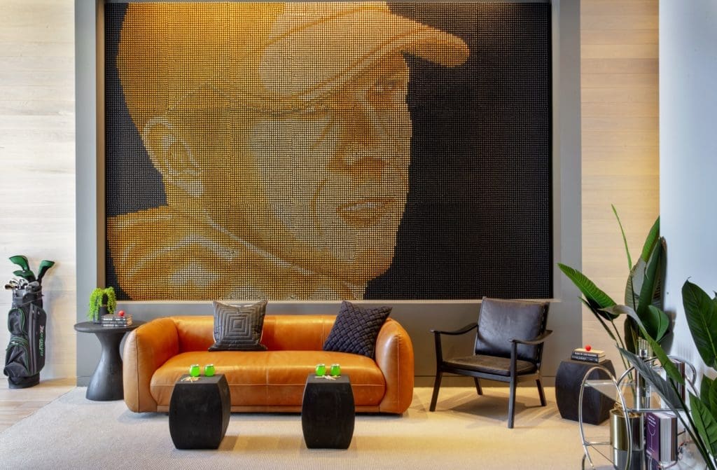 Dallas golfer Jordan Spieth serves as the inspiration for The Victor's massive piece of golf tee art. (Photo by  Eric Laigne)