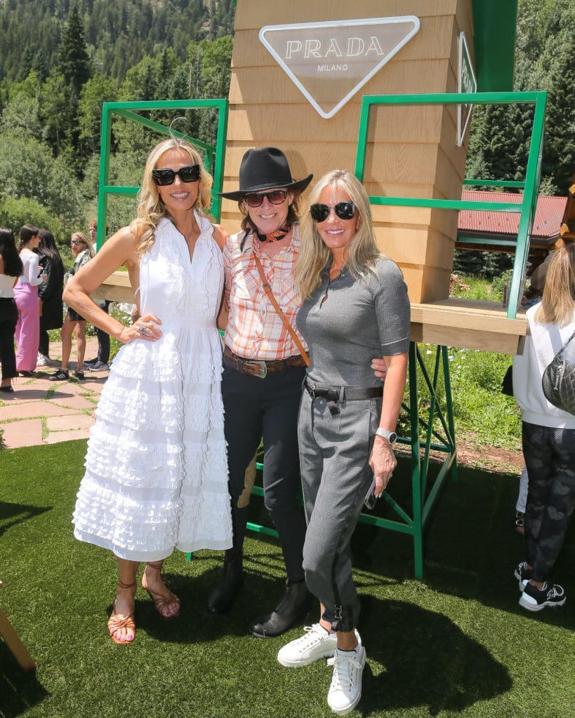 Jamie Tisch, Mary Weatherford, Nancy Rogers at Prada Outdoor Aspen x Pine Creek Cookhouse