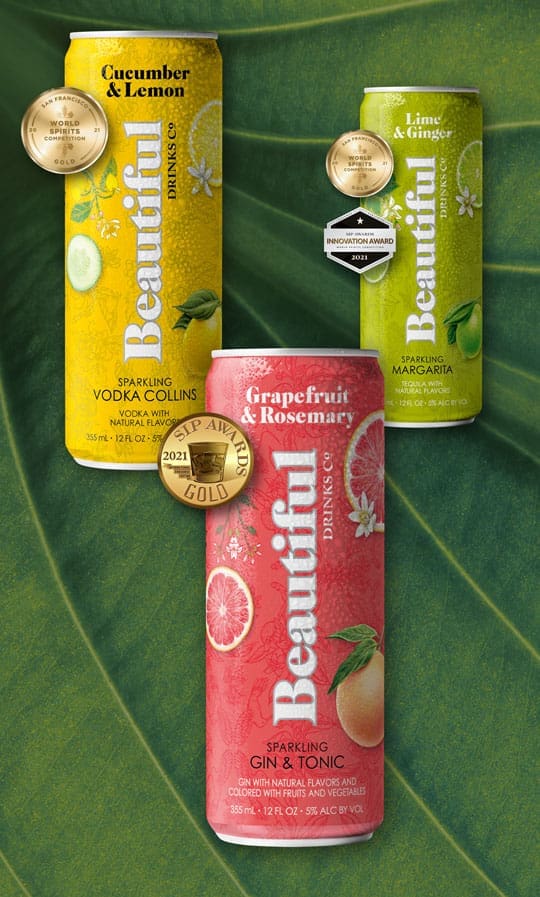 The botanicals are more than obvious in these canned cocktails from Beautiful Cocktails Co.