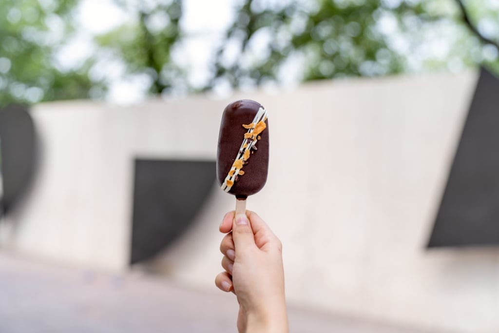 Chocolate Hazelnut Popsicle from Frohzen in  the Museum of Fine Art, Houston's Cafe Leonelli. (Photo by Emily Chan)