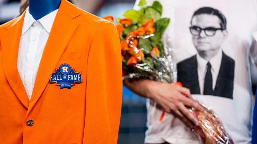 Roy Hofheinz went into the Astros Hall of Fame with his family optimistic about the Astrodome's future. (@astros)