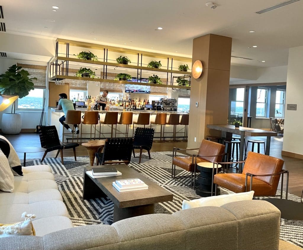 Refinery 714 a chill space for hotel and restaurant guests. Photo by Courtney Dabney. 