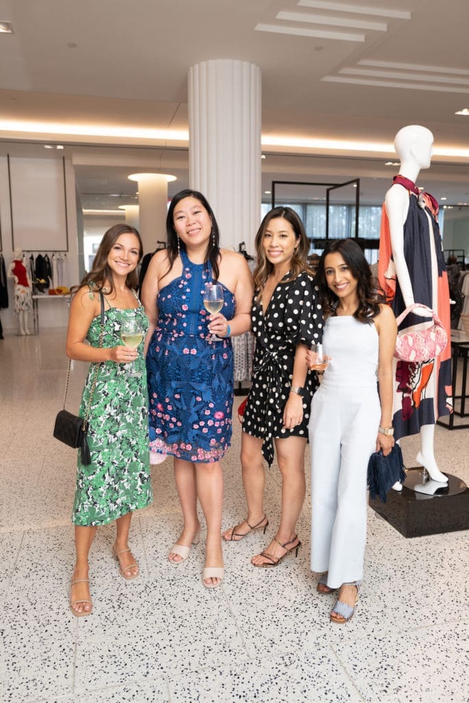 Kathryn Knoblauch, Winnie Hung, Natalie Dang, Gini Dube at the Women of Wardrobe Summer Soirée at Tootsies. (Photo by Daniel Ortiz)
