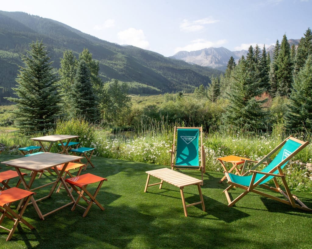 A vignette from Aspen's Prada Outdoor Mountain opening (photo courtesy of BFA/Matteo Prandoni)