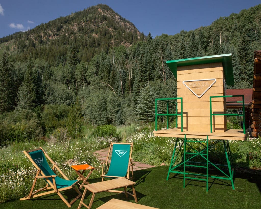 A vignette from Aspen's Prada Outdoor Mountain opening (photo courtesy of BFA/Matteo Prandoni)