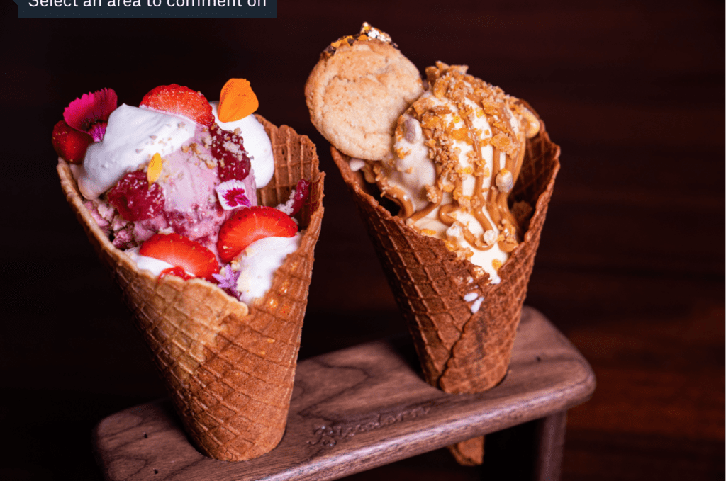 Bludorn introduces three decadent ice cream cones, based on its most popular desserts, with a financial nod to Buffalo Bayou Partnership. (Photo by Michael Anthony)