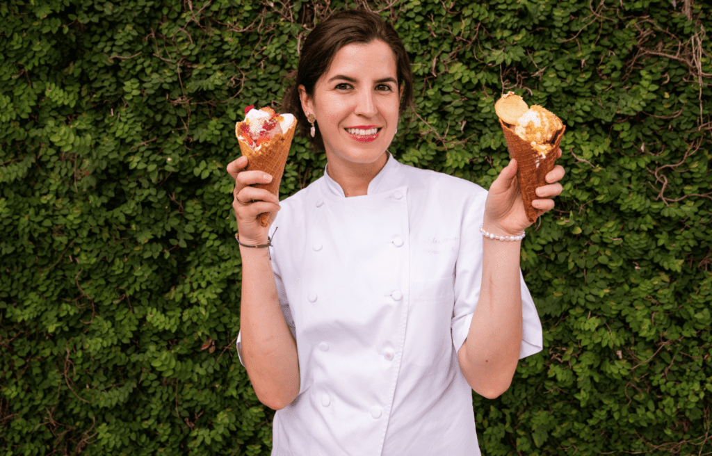 Bludorn pastry chef Alejandra Salas re-imagines three of the restaurants most popular desserts into ice cream cones to-die-for. (Photo by Michael Anthony)